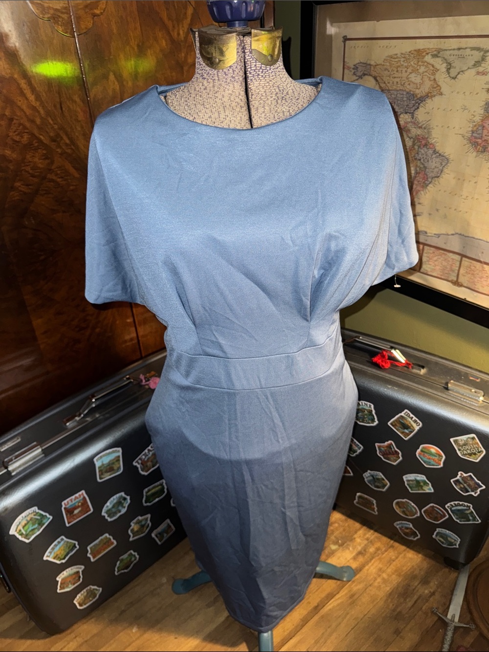 Jasambac Blue Bodycon Pencil Dress | Size L | New Without Tags